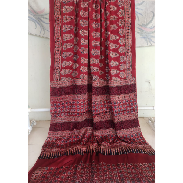 Ajrakh Block print Saree 
